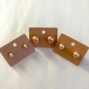 5 FOR $25 JEWELRY - Women’s Rose Gold Stud earrings - 3 pack